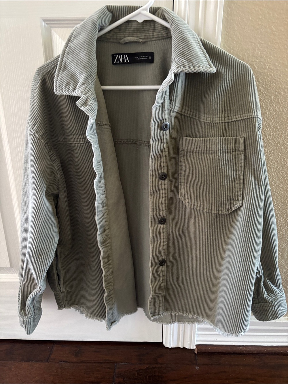 ZARA Sage Corduroy Shirt Jacket